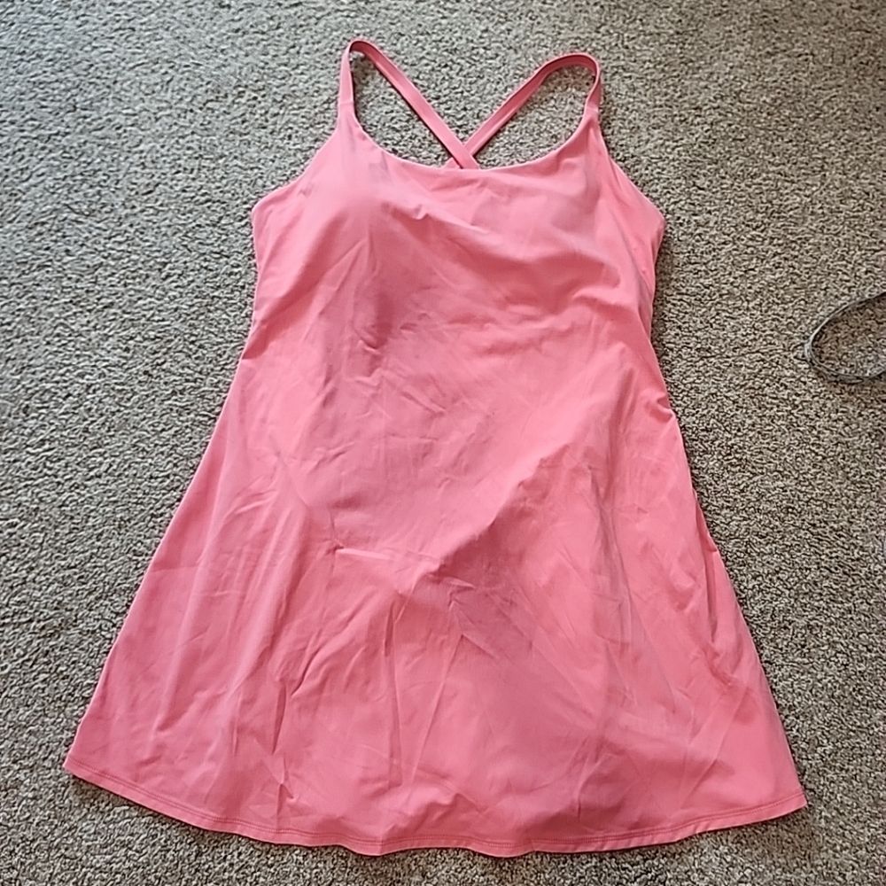 Womens Large Shell Pink Backless Halara Easy Peazy Active Dress